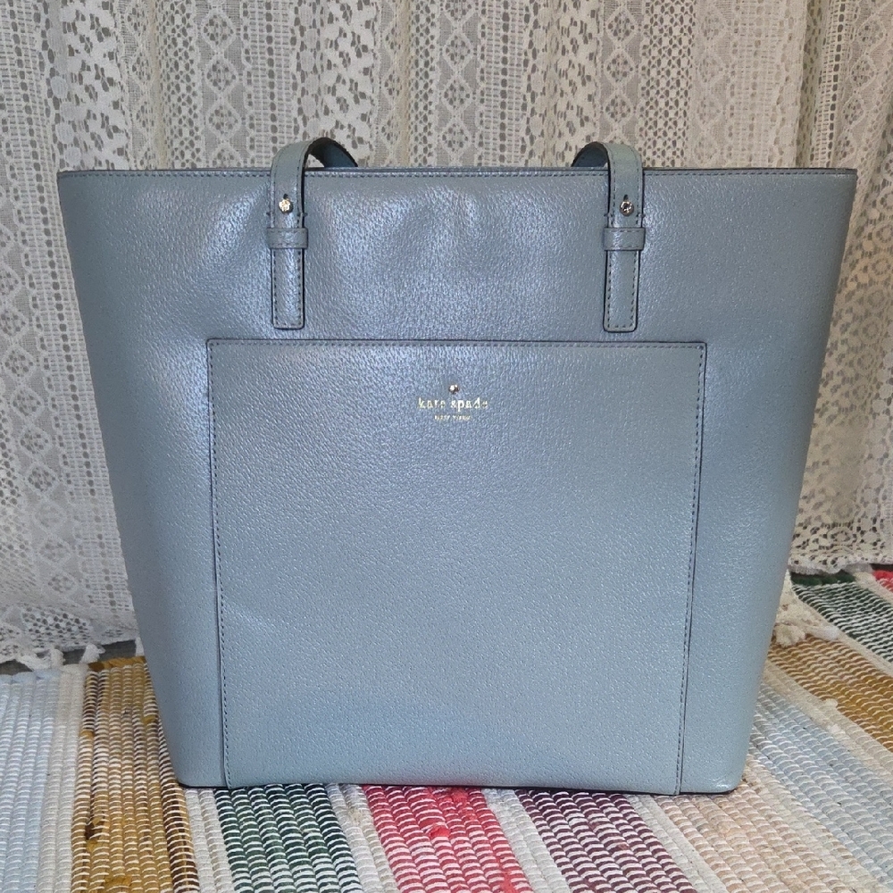 Kate Spade Blue Leather Tote Bag